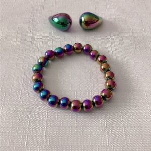 Iridescent Stretch Bracelet and Earrings